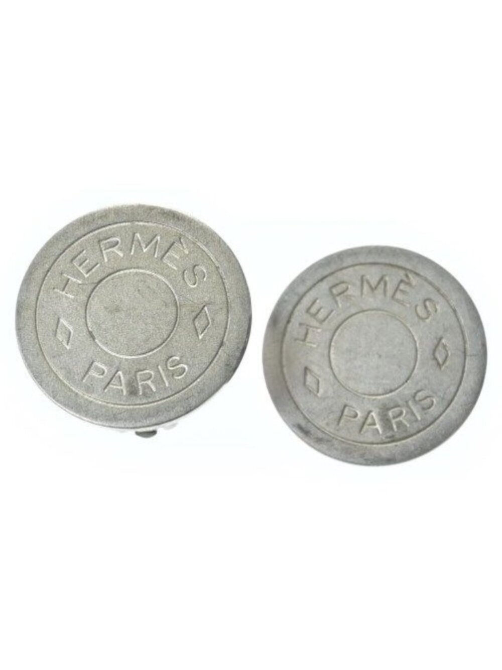 Hermes Sellier Earrings Silver